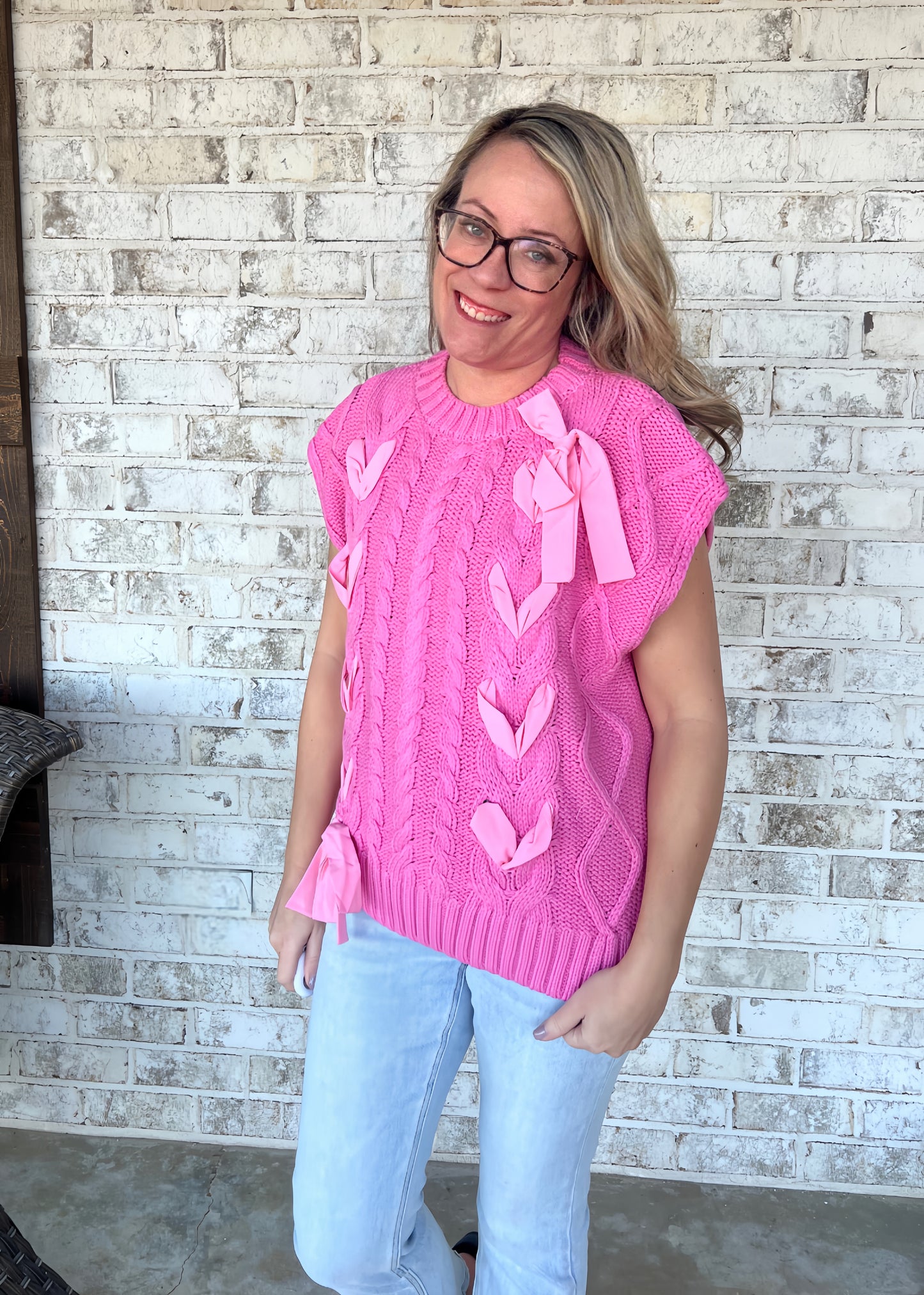Pink Bow Sweater Vest