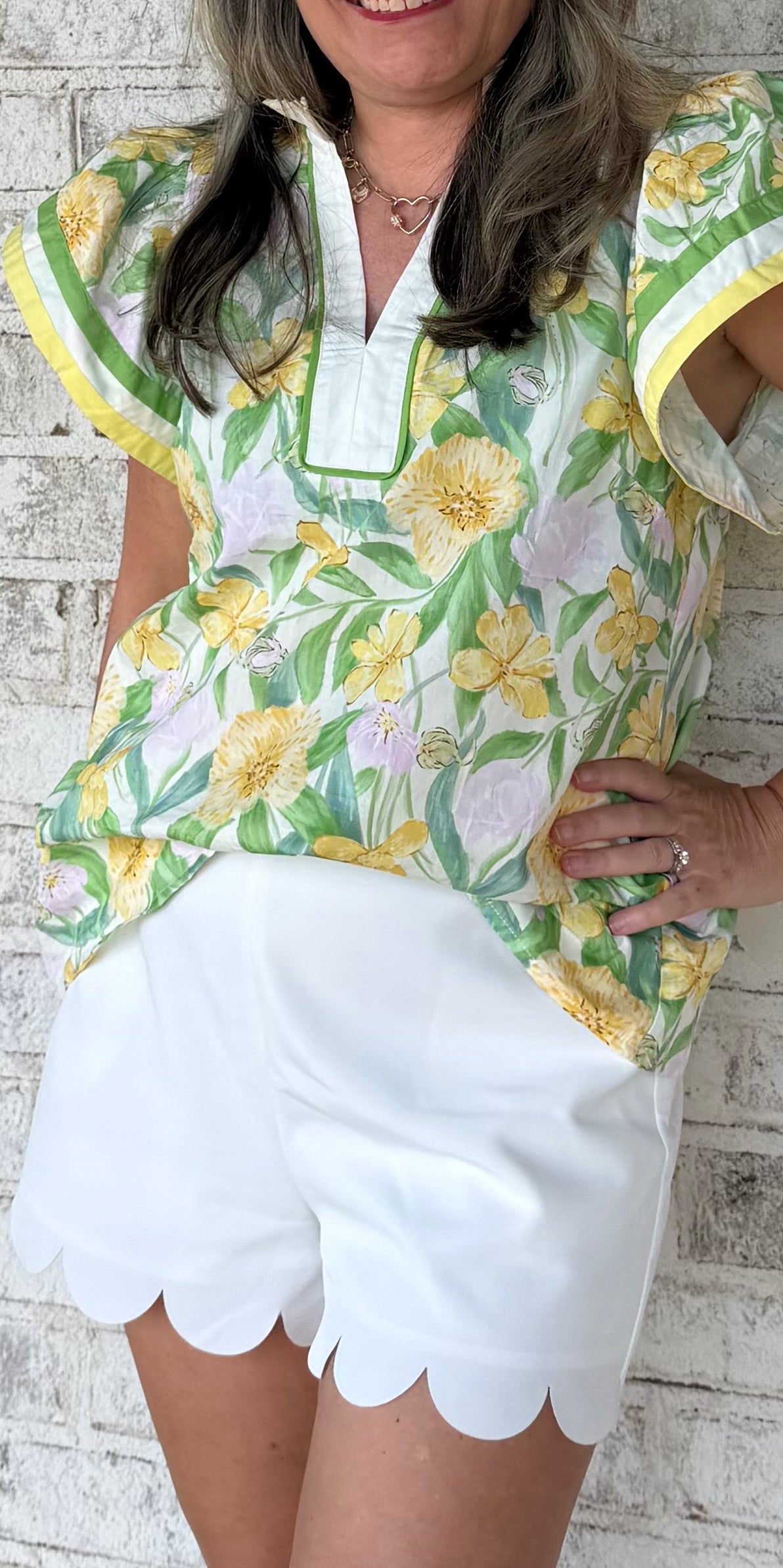 Yellow Floral Print Top