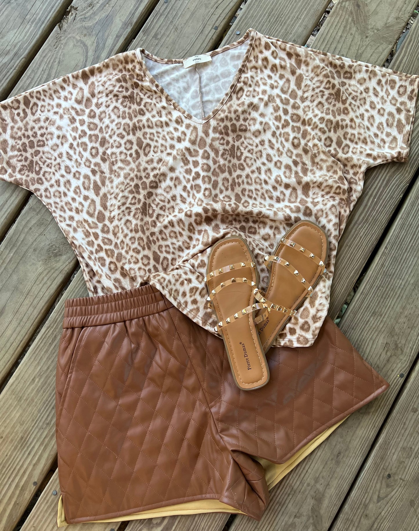 Leopard Print V Neck Top