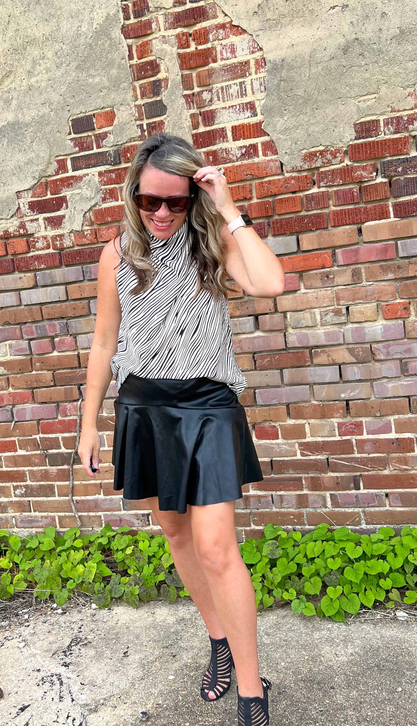 Zebra Print Drape Neck Sleeveless Top