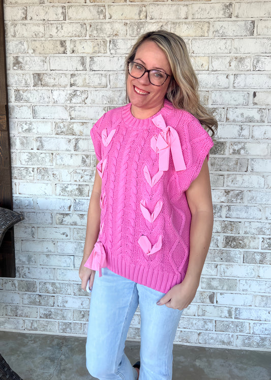 Pink Bow Sweater Vest