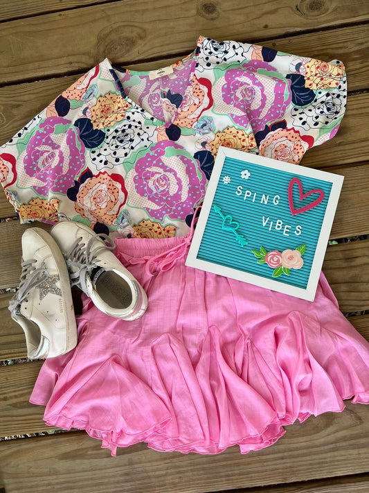Floral V Neck Top