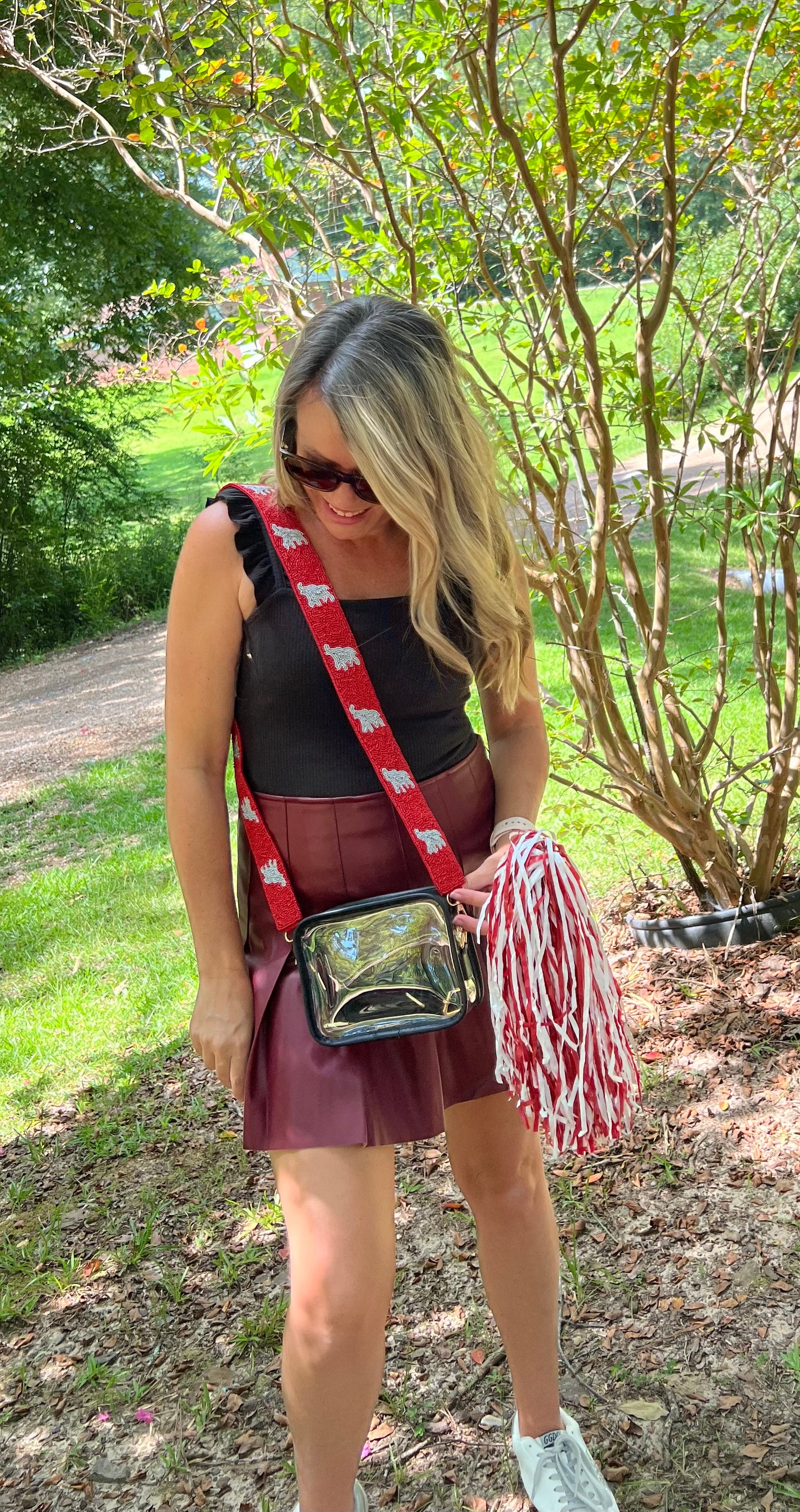 Clear Crossbody with Elephant Beaded Strap