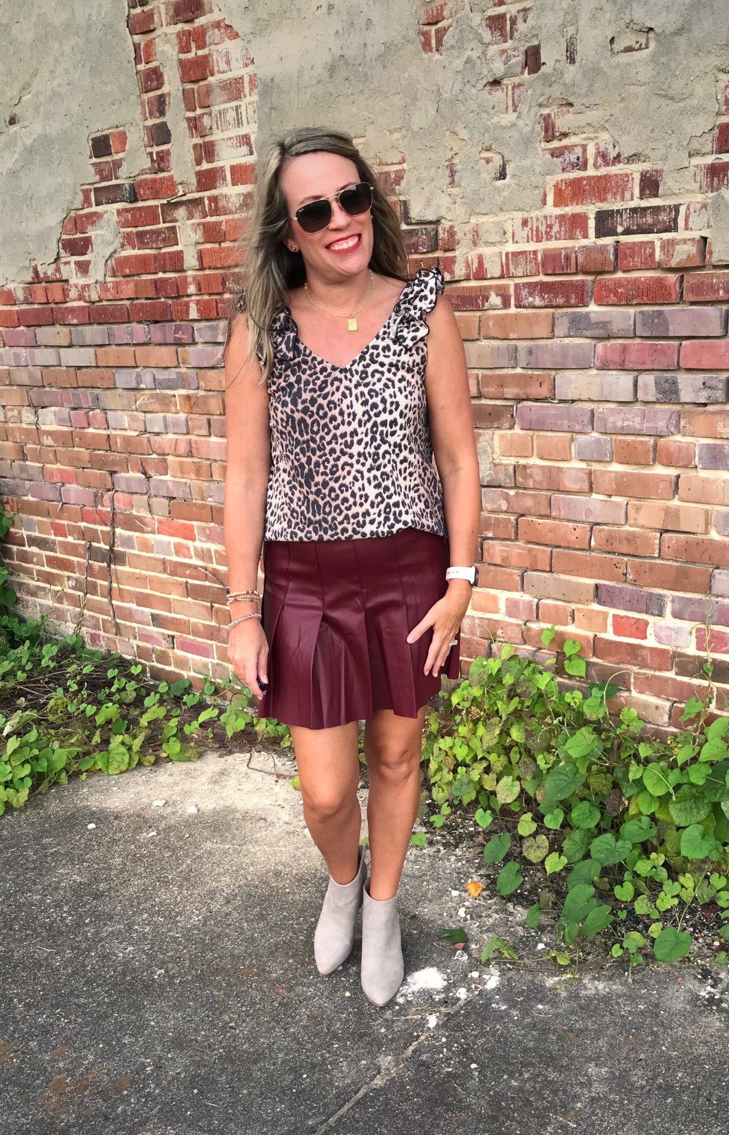 Animal Print Ruffle Sleeve Tank Top
